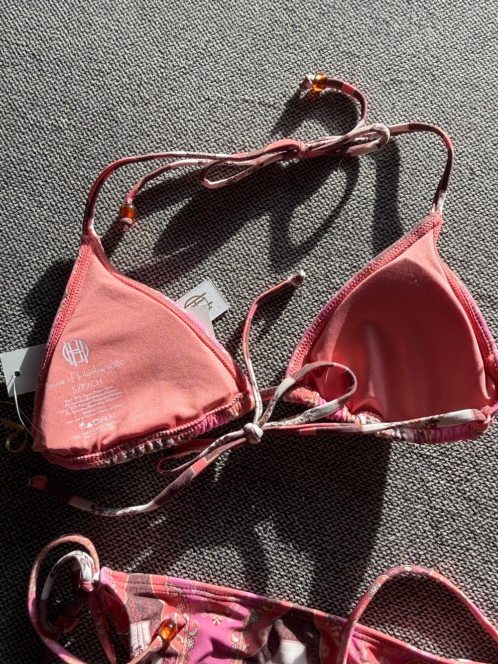 New - House of Harlow 1960 Pink Print Triangle Bikini Set sz S - Picture 7 of 7